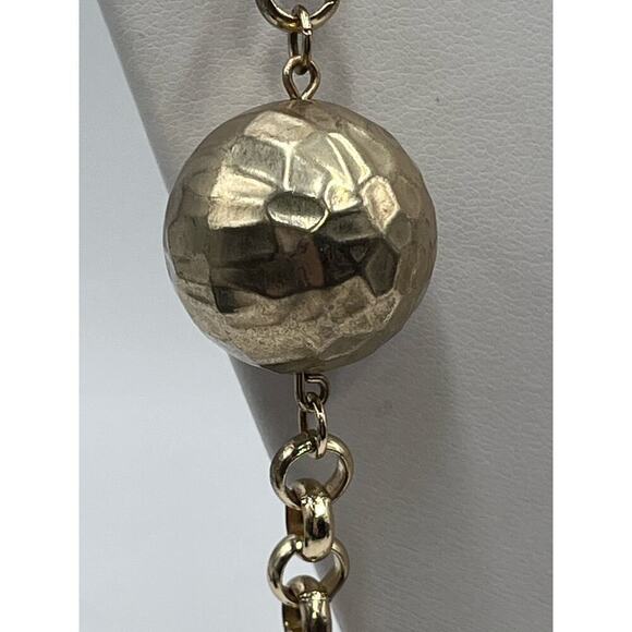 Chicos Maye Long Necklace Goldtone Metal Large Hammered Balls on
Chain 40" - Picture 12 of 14